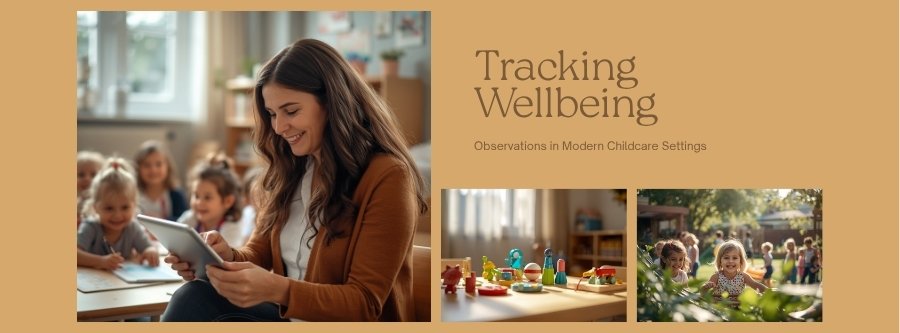 Educator using a tablet to track children wellbeing observations
