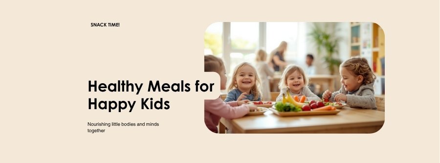 Young children enjoying a healthy meal together at childcare